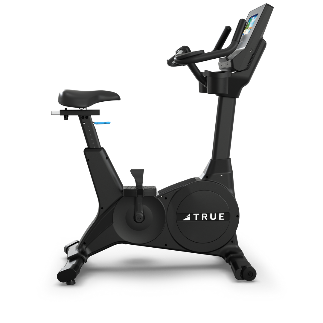 TRUE Fitness commercial upright exercise bike with handlebars and digital console
